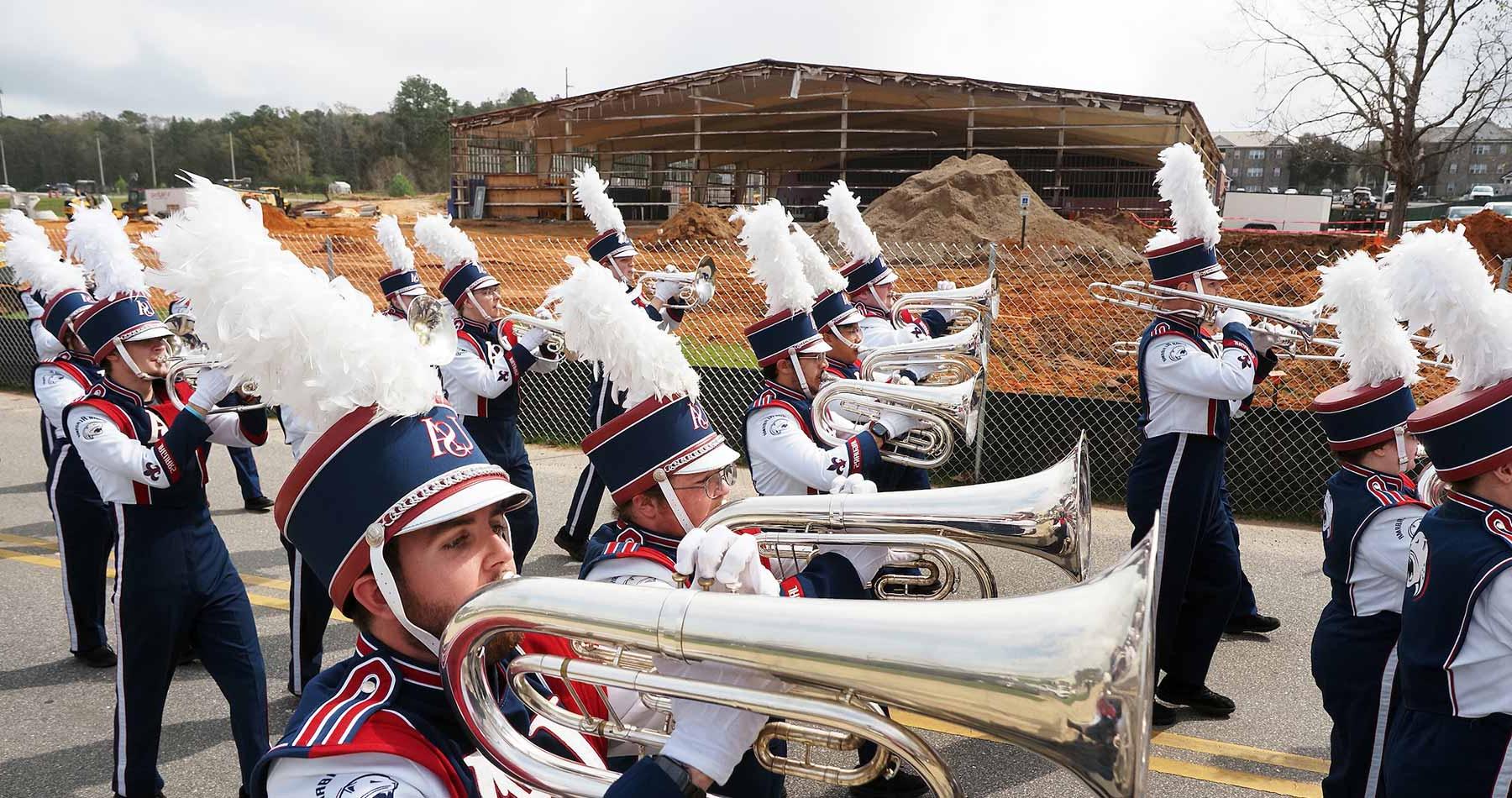 USA Jaguar Marching Band drum majors Rivers Lewis and Shannon Kille data-lightbox='featured'